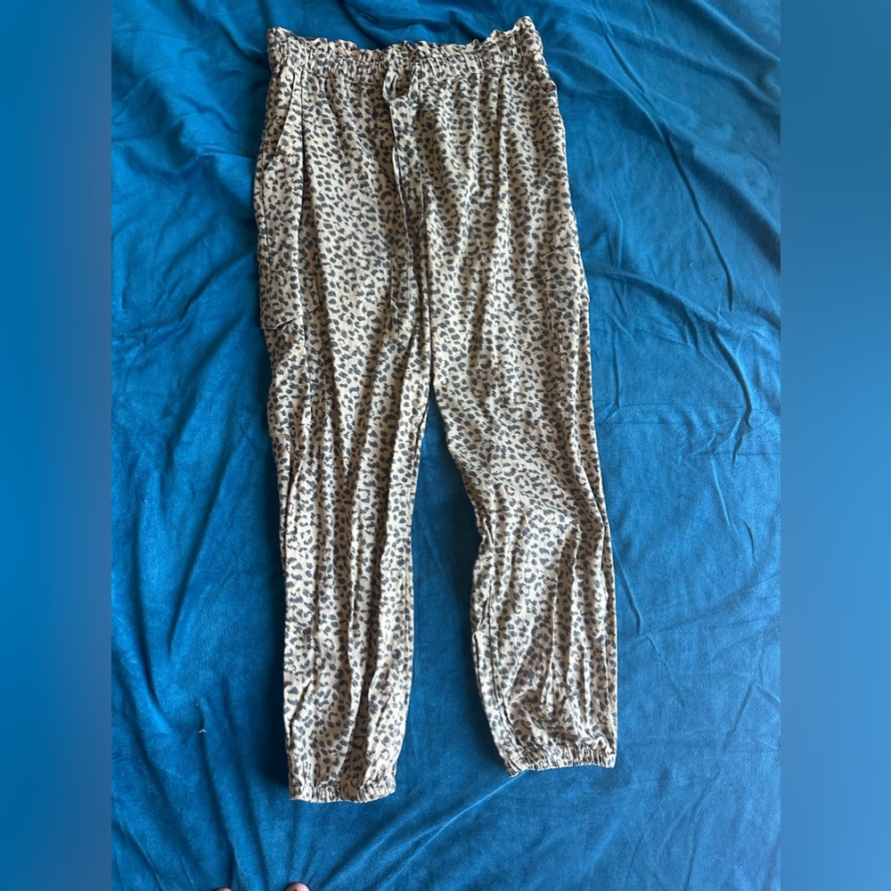 aerie Leopard Linen Cargo Pants Medium NWT